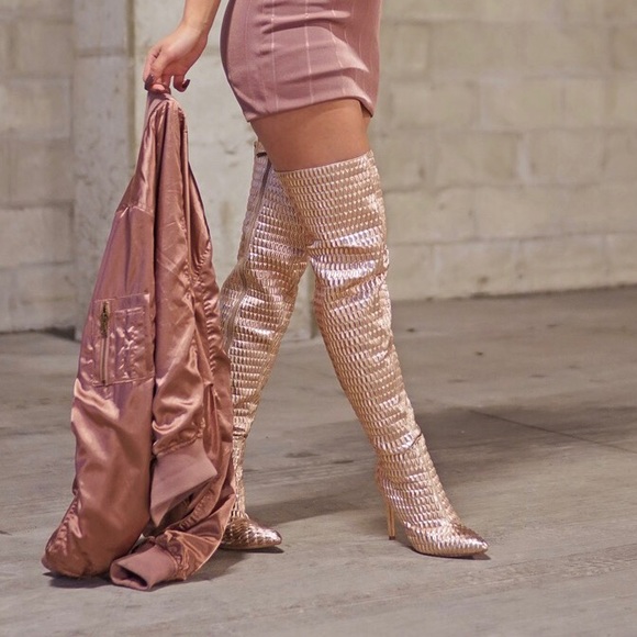 rose gold over the knee boots